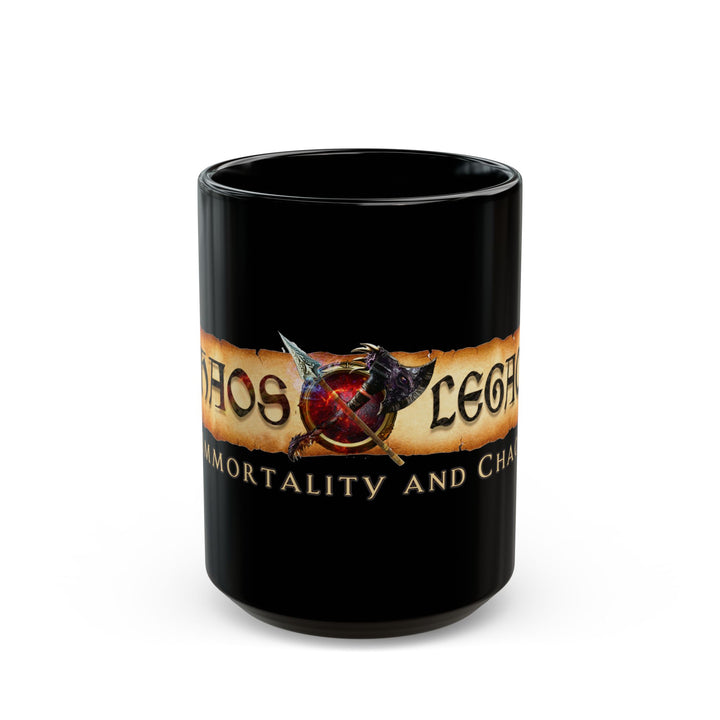 Immortality & Chaos Banner on Black Mug - 15oz