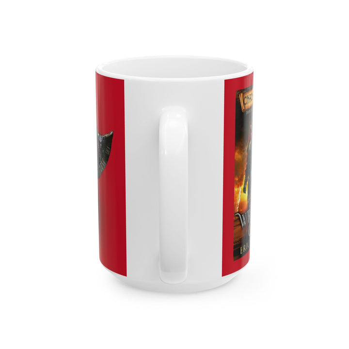 Wreckers Gate book cover and logo on Red background  - white Mug - 15 oz