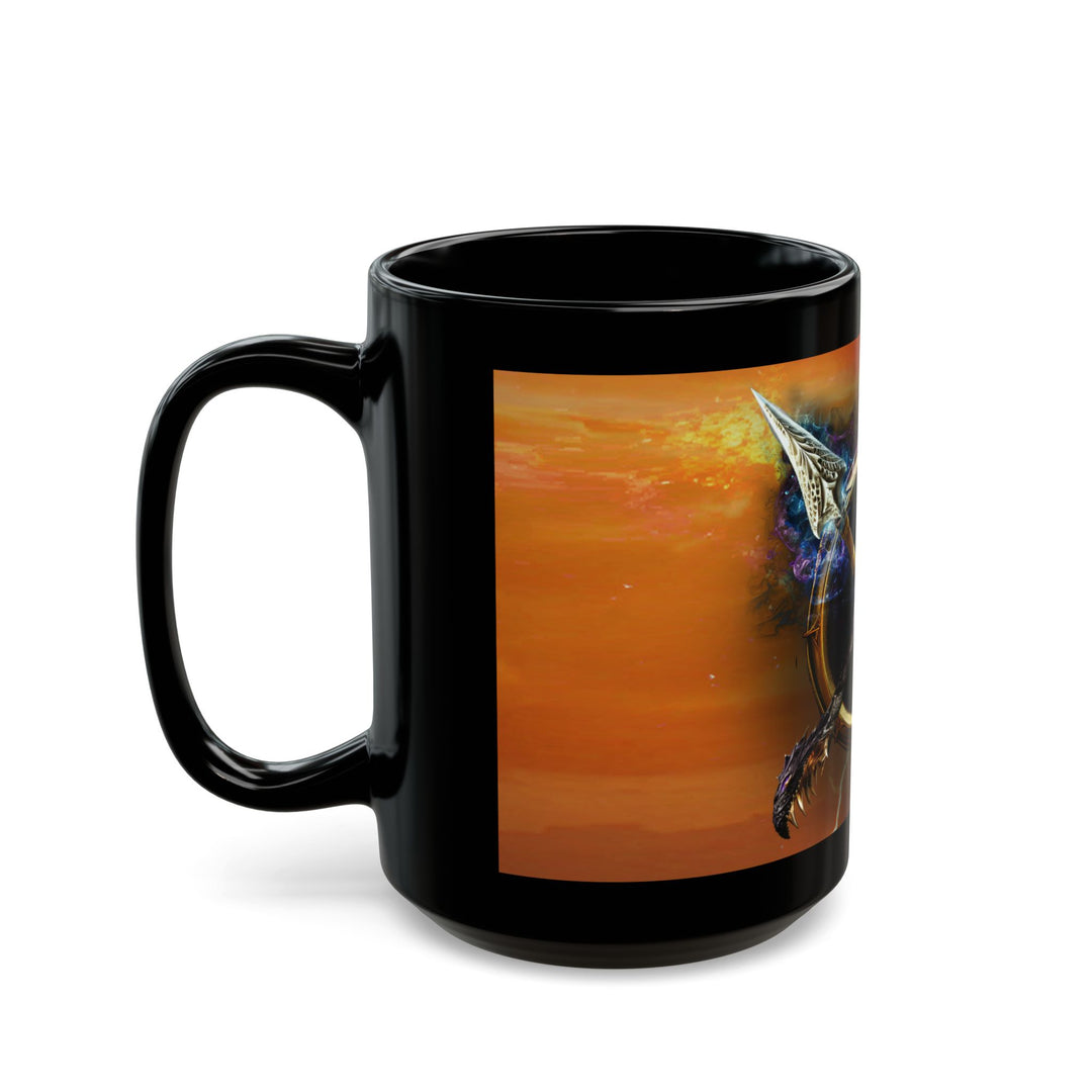 Immortality & Chaos Logo with background Black Mug - 15oz